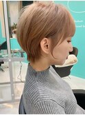 似合わせカット/まるみショート/くすみベージュ/ダブルカラー