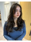 20代30代オリーブグレージュくびれヘア韓国レイヤーロング