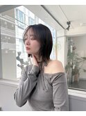 顔まわりレイヤーくびれボブ×モテ透け感ココアベージュ☆