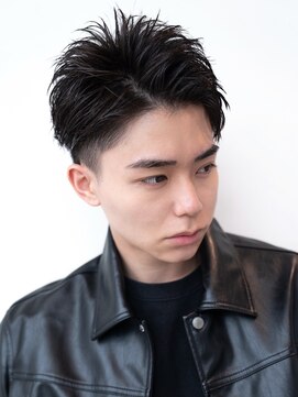 ハバナ 渋谷(HAVANA) メンズ波巻きセンターパート韓国風黒髪ツーブロックマッシュ