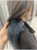 グレージュ×水色インナーカラー
