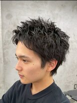 ハーシーバイアポロ 相模大野(HERSHE by apollo)&nbsp;MEN’S HAIR/ブルーブラック/フェザーパーマ/ハイライト