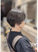 大人ハンサムショート白髪染め×暗髪アッシュ◎