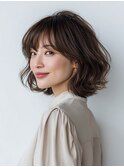 黒髪/クラゲヘアー/オリーブグレー/小顔/ココアベージュ/川西
