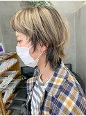 ローライト、ツートーンカラー、ウルフカット、ネオウルフ