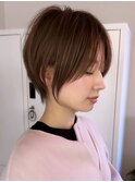 似合わせカットくびれショートハイライトミルクティーカラー