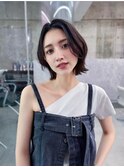 前髪なしボブ☆骨格ひし形ヘアでこなれミディ/プチイメチェン