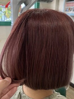 カットハウス エムジー 高石店(Cut House MG)の写真/《人気NO,1 カラー＋カット＋ケアトリートメント¥7500》白髪染めOK◎頭皮に優しい豊富なカラー剤をご用意♪