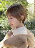 大人ショートボブ丸みショートカットマッシュショート前髪あり