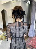 ツインお団子ヘアセットお呼ばれヘアセット