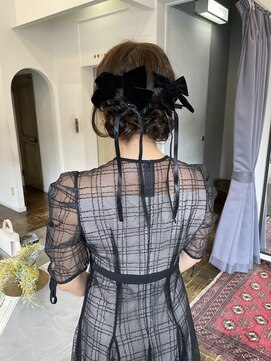 ヘアーアイスカルテット(HAIR ICI QUARTET) ツインお団子ヘアセットお呼ばれヘアセット