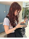 ブリーチなしレッドブラウンダブルカラーワインレッドチェリー
