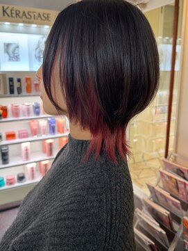 キャパジャストヘアー(CAPA just hair) インナーカラーチェリーピンクウルフボブ