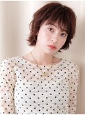 ミルクブラウンブリーチなし小顔マレットウルフカット20代30代Z