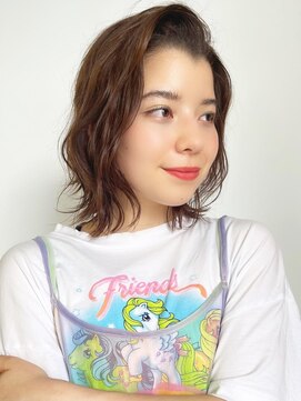 モリオフロムロンドン 原宿本店(morio from London) 【morio 原宿】強めミディアムパーマ 前髪なし 宮本