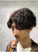 波巻きスパイラルパーマ刈り上げツーブロックセンターパート　h