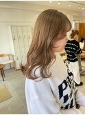 クセ毛風パーマ無造作セミロングベージュ小顔フェイスレイヤー