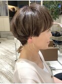 30代　40代　マッシュショート　大人可愛い　前髪あり　前髪重め