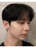 韓国シースルーマッシュカルマパーマダウンパーマ黒髪マッシュ