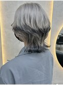 ホワイトグレージュミニウルフチェリーブラウンデジタルパーマ