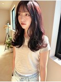 ラベンダーピンクミディアムレイヤー顔まわり前髪群馬太田