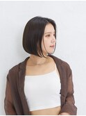 切りっぱなしボブ暗めカラーナチュラルブラウンココアブラウン