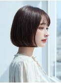 レイヤーカットボブ髪質改善カラー縮毛矯正暗めカラー韓国
