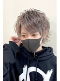 メンズハイトーンモテ髪★プラチナグレージュ×マッシュウルフ★