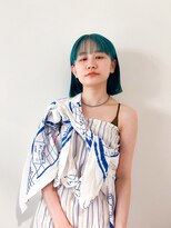 ヌウ(nuu)&nbsp;(Kiriyama)ターコイズブルー/ボブ/ブルー/20代30代/ダブルカラー