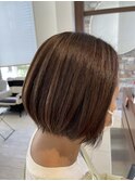 脱白髪染め白髪ぼかしカラー/ボブ