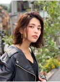大人かわいい前髪セシルカットココアブラウンフリンジウェーブ