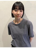 ピープル(people)&nbsp;ワイドバング ラインボブ 黒髪 暗髪