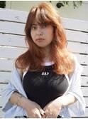 セミロングレイヤーのハイライトカラー
