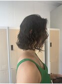 ウェーブボブ波巻きボブカーリーヘアボブパーマ