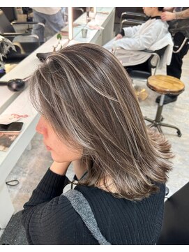 ブレンド 渋谷(BLend) ホワイトグレージュミニウルフデジタルパーマチェリーブラウン