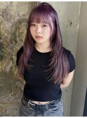 mayu//ピンクラベンダーグレージュ韓国風ハッシュレイヤーカット