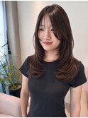 韓国風レイヤー 毛先ワンカール ブラウン【20代/30代/40代】