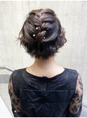 【FLAME 天文館】ショートヘアでも可愛い編み込みパールアレンジ