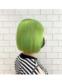 ボブ×ネオンライムカラー
