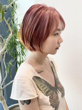 ステア ケース(stair case) まとまるふんわり丸みボブ顔まわり前髪カット