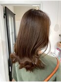 桑名ロングレイヤーカットロングヘアピンクブラウンカラー韓国