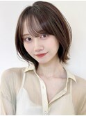 Say.外ハネボブ切りっぱなしボブ韓国ボブオリーブグレー韓国風