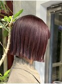 ワインレッドボルドーカラーピンクラベンダー暖色カラーミニボブ