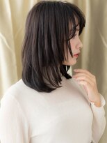 カバーヘア ブリス 川口(COVER HAIR bliss)&nbsp;ミディアムレイヤー黒髪小顔シャギーウルフカットX川口30代40代