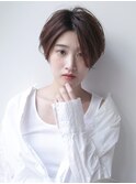 色気フェミショート#切りっぱなしボブ#美髪#ピンクブラウン