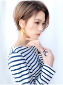 30代40代ミルクティーベージュ×ナチュラルショート(天王寺)