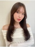 内巻き レイヤーカット シャギー ヘーゼルオリーブ