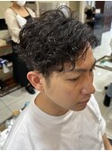 20代30代メンズスパイラルパーマワイルドオシャレ感アッシュ