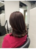 切りっぱなしボブ/エアリーロング/美髪/ピンクブラウン/ショート