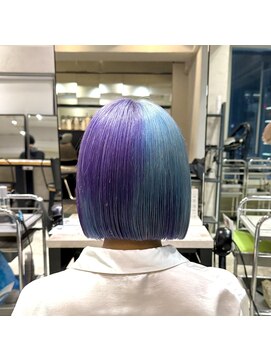 マジコ 原宿(Magico) ボブ/パープル/ブルー/デザイン/ブリーチ/ダブルカラー/原宿